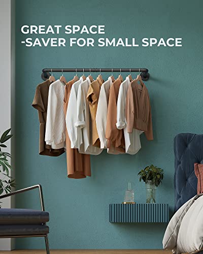 Black Iron Wall Mount Industrial Pipe Clothing Rack for Closet Storage