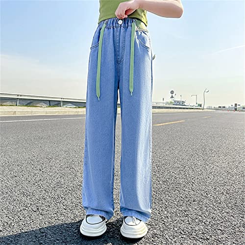Betadog Teens Girls' Straight Leg Sweatpants High Waisted Baggy Joggers Toddler Baby Girls Elastic Waist Pants (Blue, 6-7 Years)3