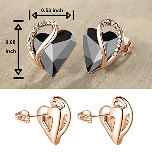Leafael 18K Rose Gold Plated Love Heart Stud Earrings with Healing Stone Crystal Jewelry Gifts for Women2
