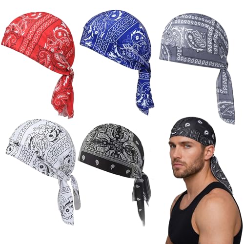storeet Elastic Cycling Sports Cap Paisley Cooling Headscarf Cap Breathable & Moisture-Wicking Bandana Caps Cycling Companion (C*5Pcs)
