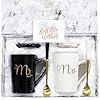 Mr and mrs gifts engagement anniversary wedding gifts for couple newlyweds couple mugs set 14oz christmas valentines bridal shower presents for bride him her type 1  urban country home decor