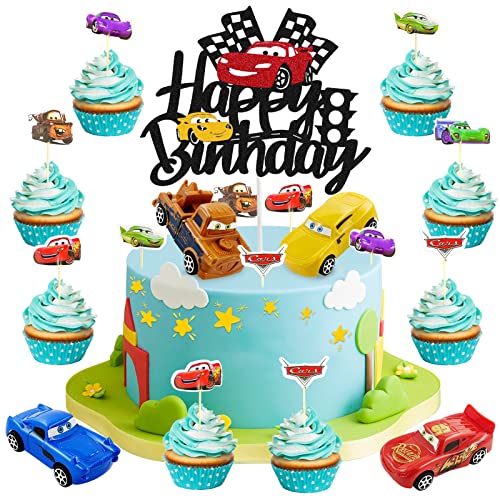 Cars Cake Topper 29 Pièces, Cars Décoration Cupcake, Cars Décorations de Gâteaux, Voiture Cake Topper, Decoration Gateau Enfant, Deco Gateau Anniversaire Garçon