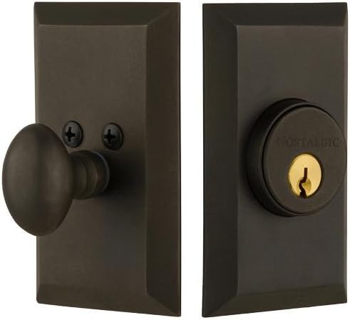 Nostalgic Warehouse 713600 Studio Plate Single Cylinder Deadbolt in Oil-Rubbed Bronze,