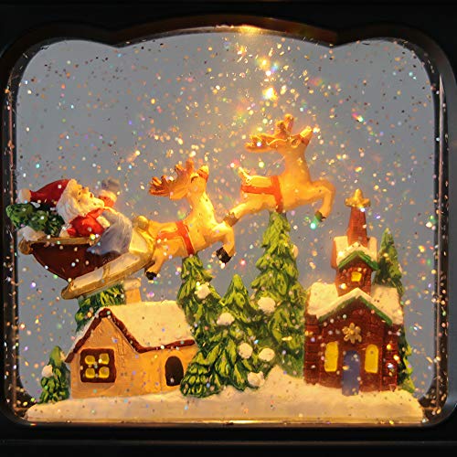 Image of Eldnacele Musical Snow Globe Lantern with Timer, Lighted USB /Battery Operated Swirling Singing Water Glittering Lantern, Snow Globes for Adults and Kids Christmas Decoration- Santa
