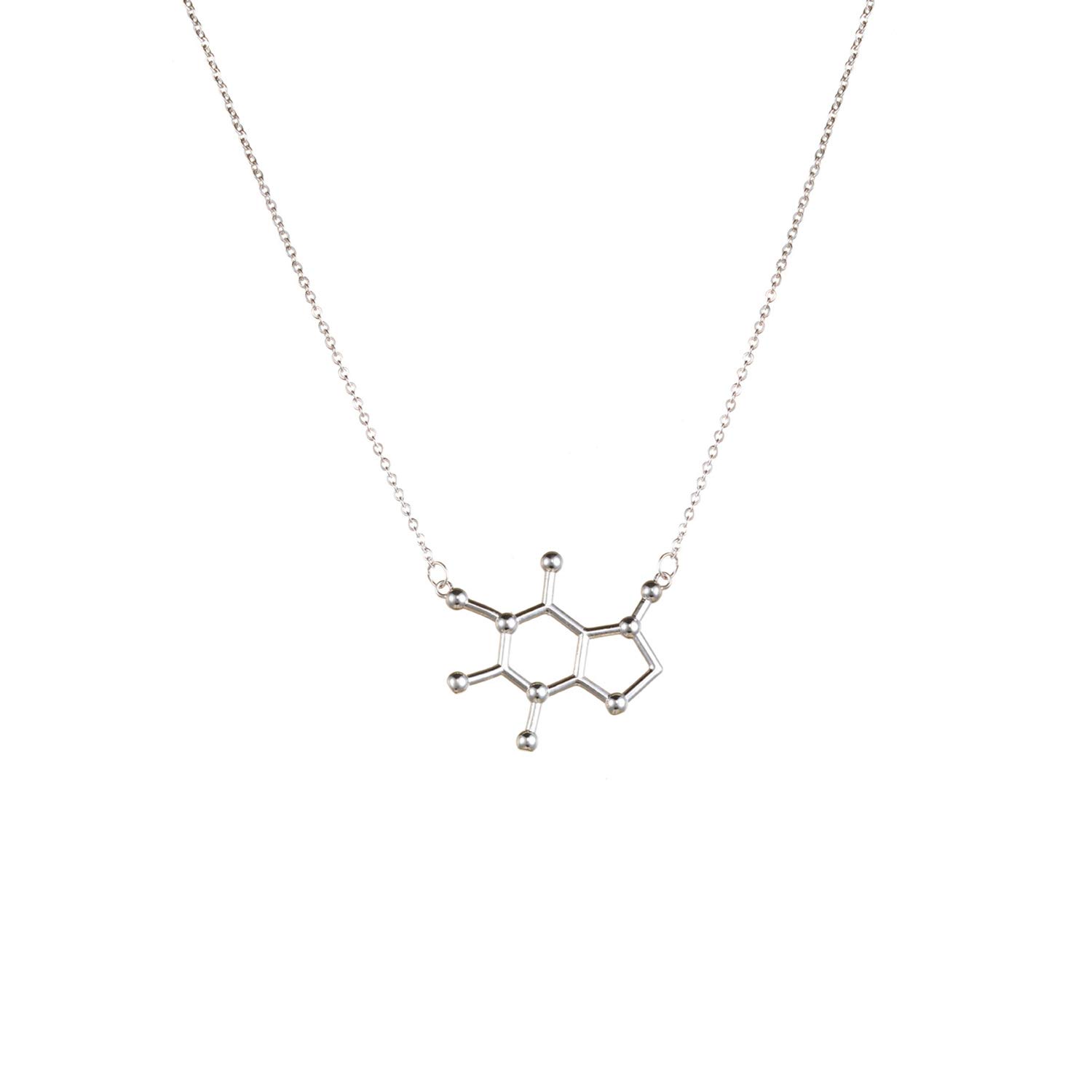 South Street Designs - Collar de molécula de cafeína, joyería de plata de ley 925 para amantes del café y entusiastas de la ciencia