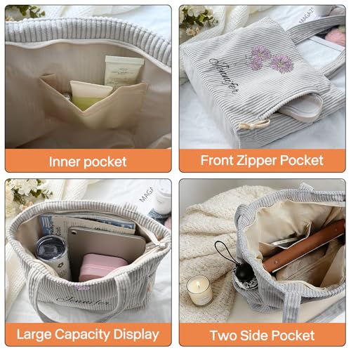 Personalized Birth Flower Corduroy Tote Bag miniatura 6