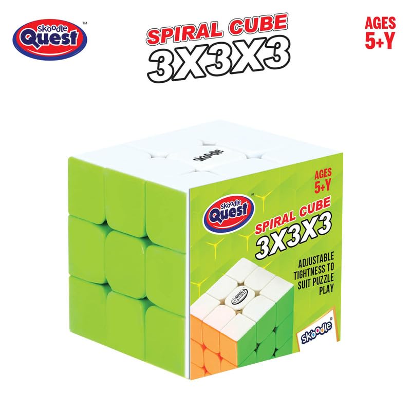 Image of Skoodle Quest Spiral Stickerless Cube 3X3X3 | High Performance, Fast & Smooth Speedcube Turning Puzzle | Stress Buster & Brain Teaser for Kids & Adults | Anti-Pop & Durable | Multi