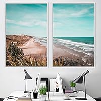 2 Piece Framed Canvas Wall Art Coastal Beach Canvas Prints Home Artwork Decoration for Living Room,Bedroom - 16