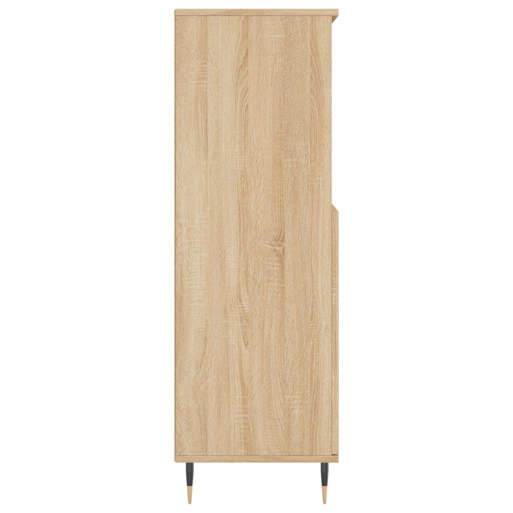 Highboard dąb Sonoma 60 x 36 x 110 cm, materiał drewnopochodny z metalowymi nóżkami, kredens do salonu, komoda z szufladami, szafa, schowek, szafa na ubrania, alternatywna, komody i kredensy