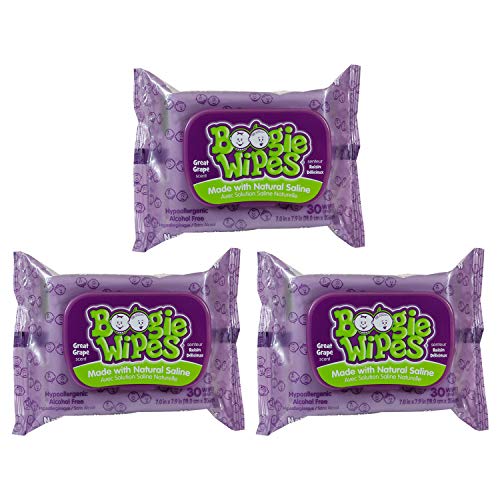 Boogie Wipes, Grape Scent Wet Nose Wipes for Kids and Baby, Allergy