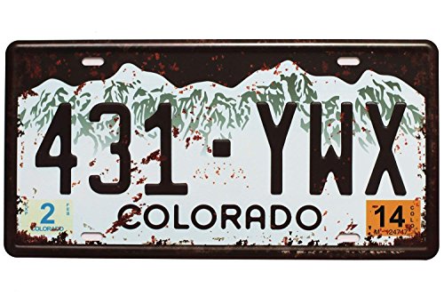 Shinewe 431 YWX Colorado Plaque d'immatriculation vintage en métal pour garage 15 x 30 cm Cover