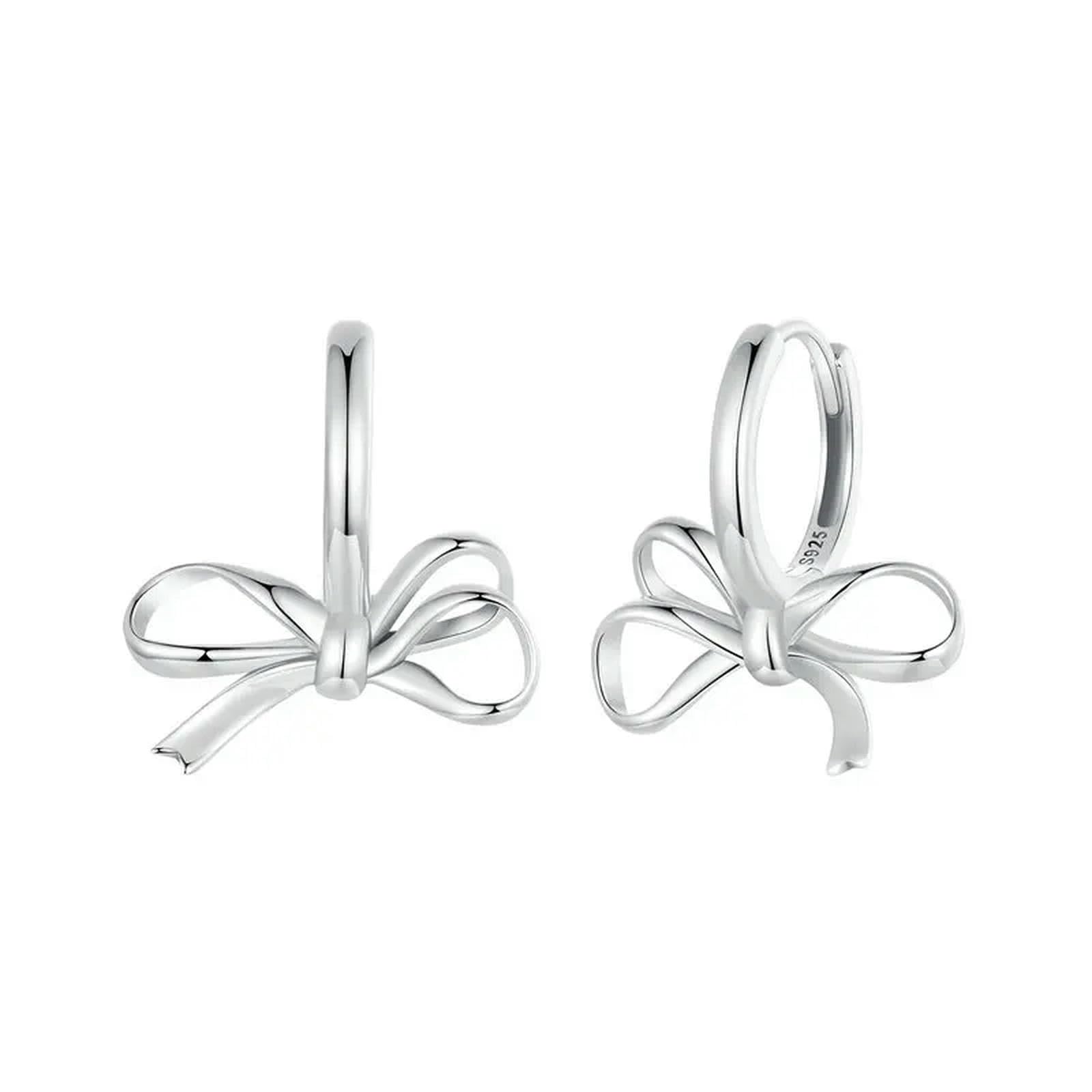 925 Sterling Silber Einfache Schleife Ohrschnallen Klassische hypoallergene Tropfenohrringe für Frauen Edlen Schmuck
