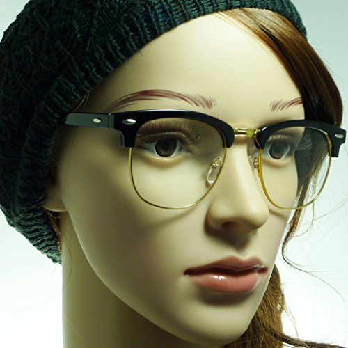 VINTAGE Inspired Classic Half Frame Clear Lens Glasses BLACK/ GOLD4