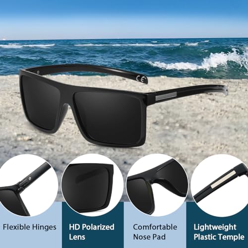 Men’s Classic Style Square Polarized Sunglasses Plastic Lightweight Eyewear UV Protection For Driving3