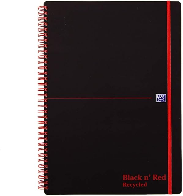 Oxford Black n' Red A4 Wirebound Poly Recycled Notebook