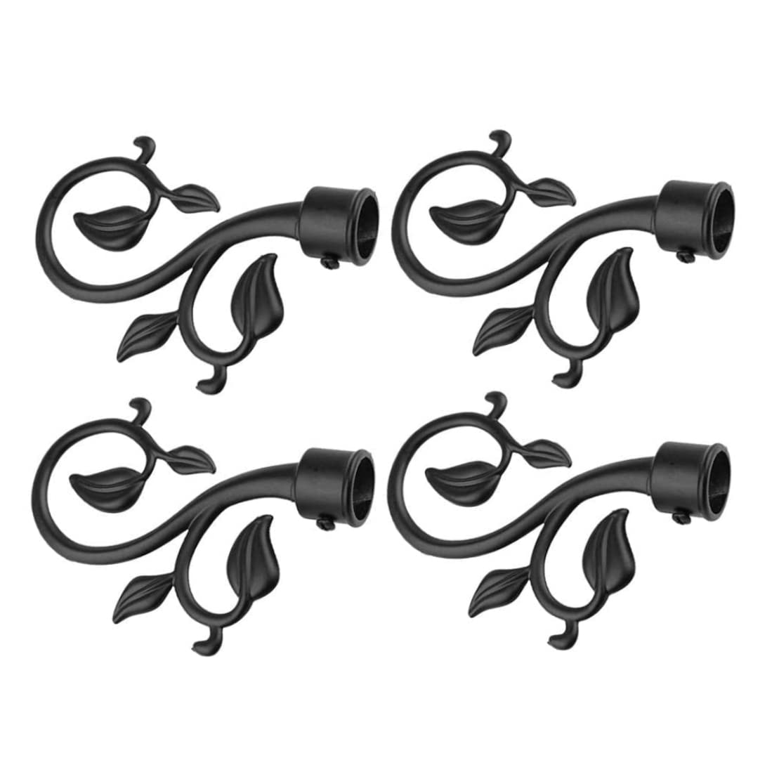 NIDONE 4Pcs Curtain Decorative Pole/Rod Finials Ends Heads Caps Rod Kits Black,Curtain Pole Decoration Accessories,Curtain Pole Ends Rod Heads Caps Curtain Accessories