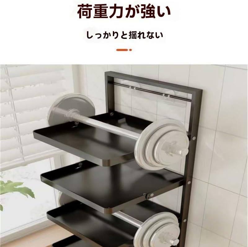 4段・5段 壁掛け 折りたたみ キッチン ラック ウォールシェルフ 調味料 食品 収納 棚 省スペース 浴室 にも ケータリング デ