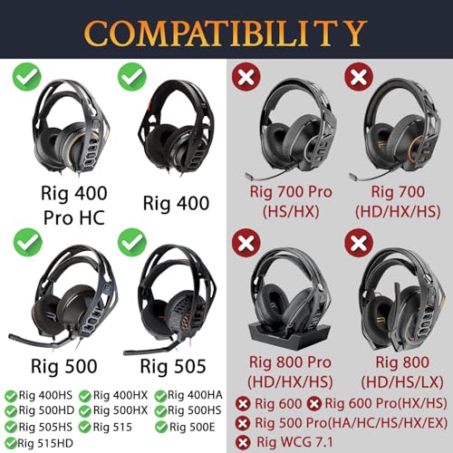 SOULWIT Almohadillas de repuesto para Plantronics (Poly) Rig 400(400Pro HC, 400HS, 400HX, 400HA), 500(500E, 500HD, 500HX, 500HS)/505(505HS)/515(515HD) Auriculares - Rig MF Black miniatura 2