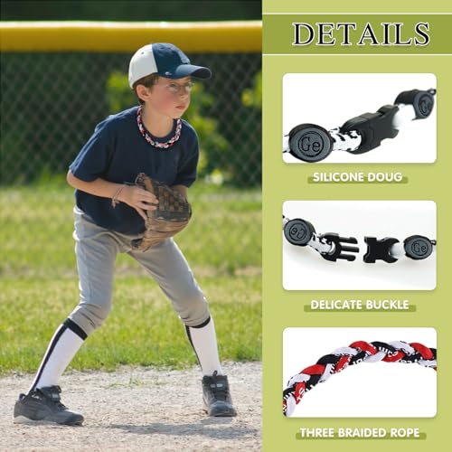 18 Inch Baseball Necklaces Three Braided Rope Tornado Men Women Baseball Sports Necklace, Ideal Accessories for Baseball Teams and Enthusiasts3