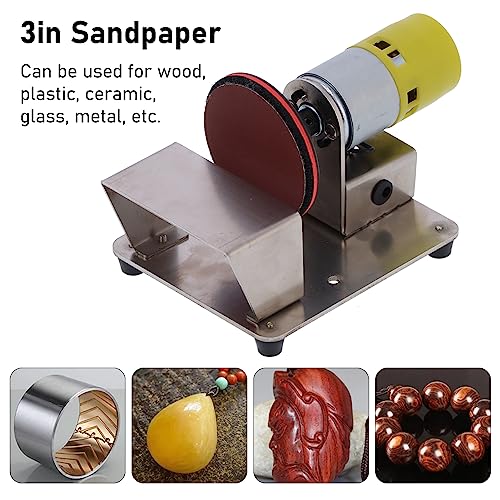 Wisoqu Mini Disk Sander Machine, Benchtop 3 Inch Electric Rotary Polisher with 20Pcs Sanding Pad, 6000RPM High Speed Portable Sander Polisher for Wood, Plastic, Metal(US) - Image 4