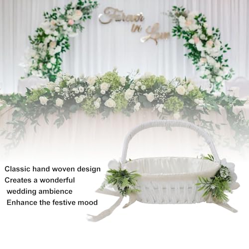 Cesta de flores para niña de boda, diseño elegante tejida a mano miniatura 5
