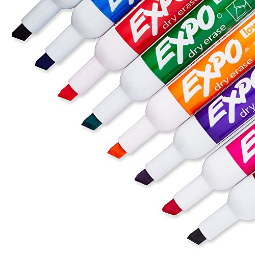 Image of Marker Expo 2 Dry Erase 8 Color Blk Rd Blu Grn Yllw Brwn Prpl -- Case of 3