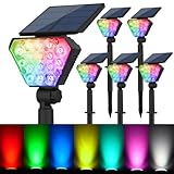 T-SUN Solar Lights Outdoor Waterproof IP65, 6Pack LED Solar Spot Lights Color Changing IP65 Waterproof Smart Auto On/Off for Outside Landscape Garden Yard Lawn Pathway Patio Driveway