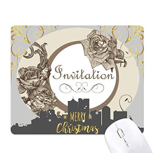 Tapis de souris en caoutchouc ancien modèle rose fleur la nuit de noël antidérapant pour ordinateur