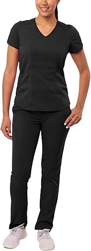 Adar Pro Core - Conjunto médico clásico para mujer, camiseta médica con cuello en V y pantalones de yoga a medida