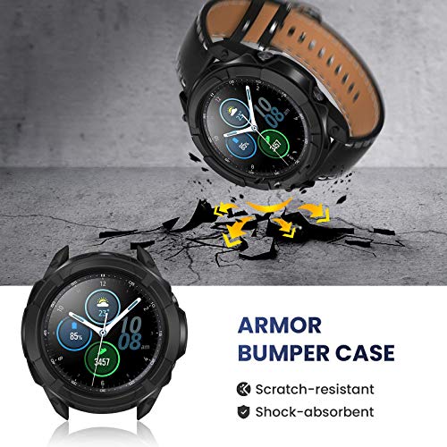 Goton 3 in 1 Accessories for Samsung Galaxy Watch 3 41mm, 1 Rugged TPU Armor Bumper Case +2 Tempered Glass Screen Protector Films + 1 Bezel Ring for Galaxy Watch 3 41mm(Black,41mm) - Thumbnail 6