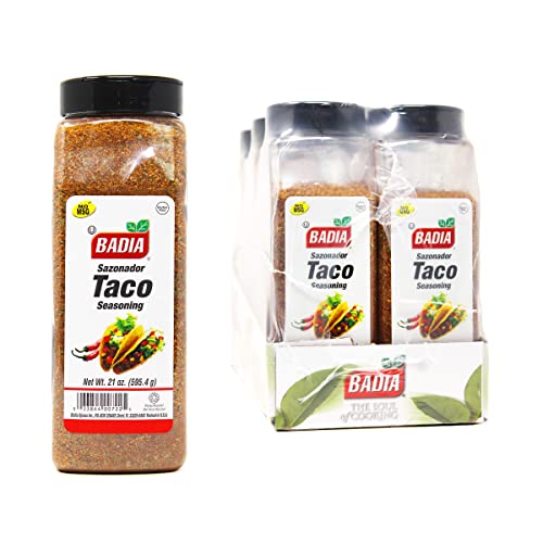 Image of Badia Taco Seasoning, 21 oz (Pack of 6) - Authentic Blend for Tacos, Burritos, Fajitas, Ground Beef, Chicken, and Vegetarian Dishes