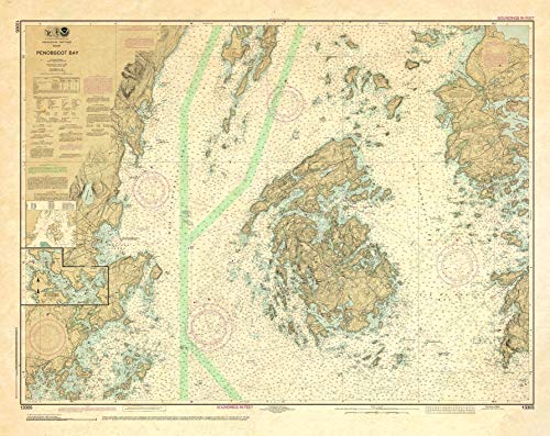 Paradise Cay Publications, Inc. Antiqued NOAA Chart 13305: Penobscot Bay; Carvers Harbor and Approaches