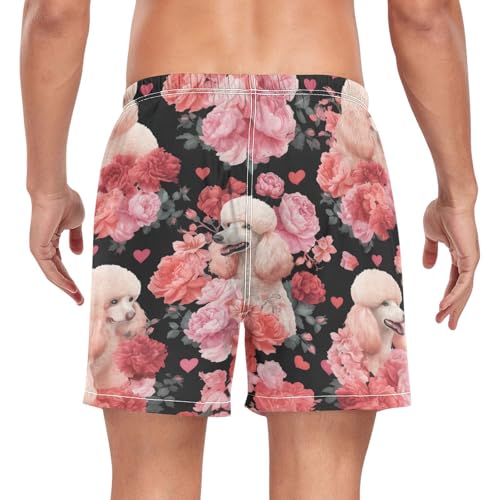 Poodle Rose Flowers Men's Swim Trunks with Liner Quick Dry Beach Shorts Swimwear Bathing Suit S-XXL2