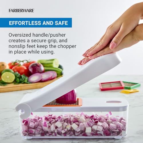 Farberware Professional Large Vegetable Chopper with 3 Interchangeable Blades - Manual Onion Chopper, Food Dicer for Potatoes, Tomatoes, Peppers, Garlic - Stainless Steel, Dishwasher Safe - image 5