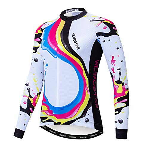 rainbow jersey cycling - Weimostar Women's Cycling Jersey Long Sleeve Mountain Road Bike Jerseys Cycle Jacket Tops MTB Biking Shirt Bicycle Clothing Rainbow Size M