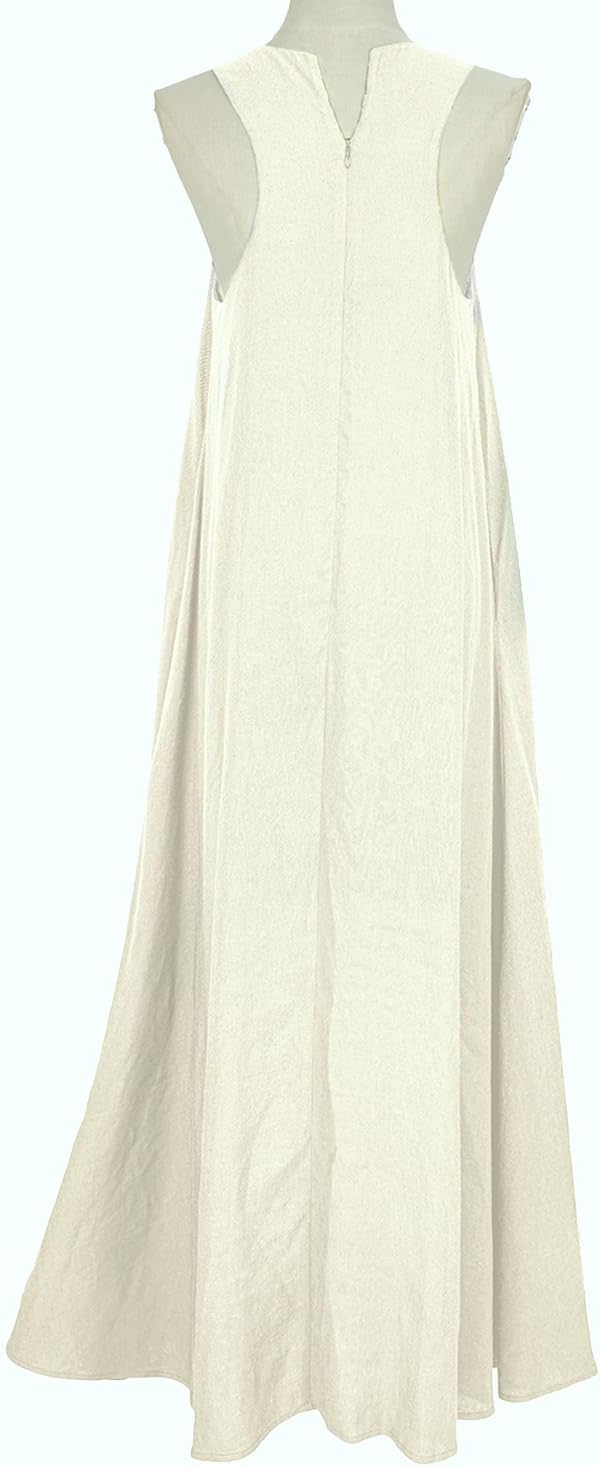 Mingyuezai Women's Sleeveless Linen Maxi Dress Casual Long Dresses with Pockets - Image 3