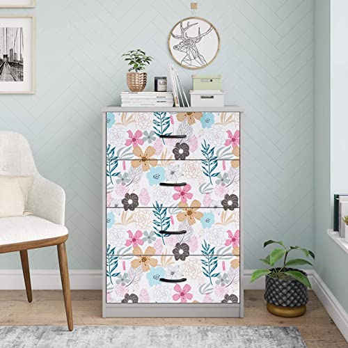 Mecpar Floral Wallpaper 17.71'' X 118'' Perennial Blooms Wallpaper Floral Peel And Stick Wallpaper Vinyl Self Adhesive Removable Waterproof Wallpaper For Bathroom Cabinet Prepasted Decorative #TOP2