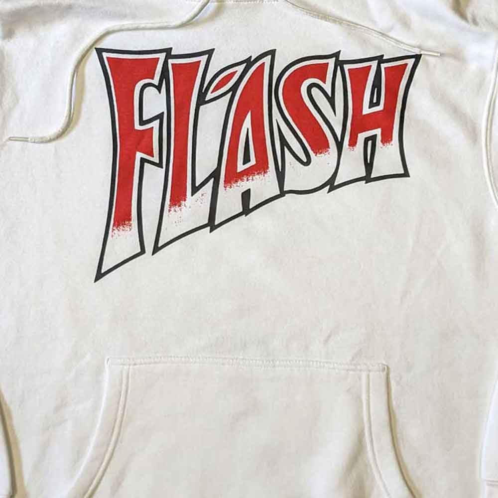 Rock Off officially licensed products Queen Felpa con Cappuccio Flash Band Logo Nuovo Ufficiale Unisex Bianca Pullover