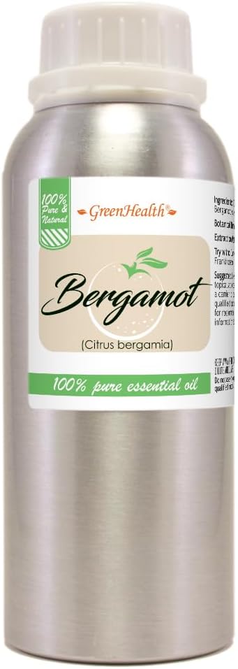 Bergamot Essential Oil – 8 fl oz (237 ml) Aluminum Bottle w/Plug Cap – 100% Pure Essential Oil - GreenHealth