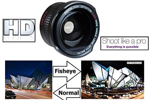 HD Digital Fisheye Lens W/Macro for Sony Alpha A5000 A5100 ILCE-5000 ILCE-5100 (40.5mm Compatible)