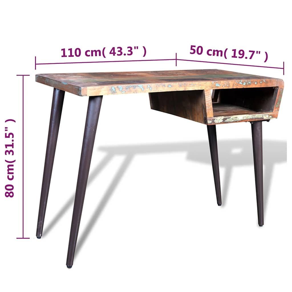 Bureau avec Dessus en Bois de récupération et 4 Pieds en Fer