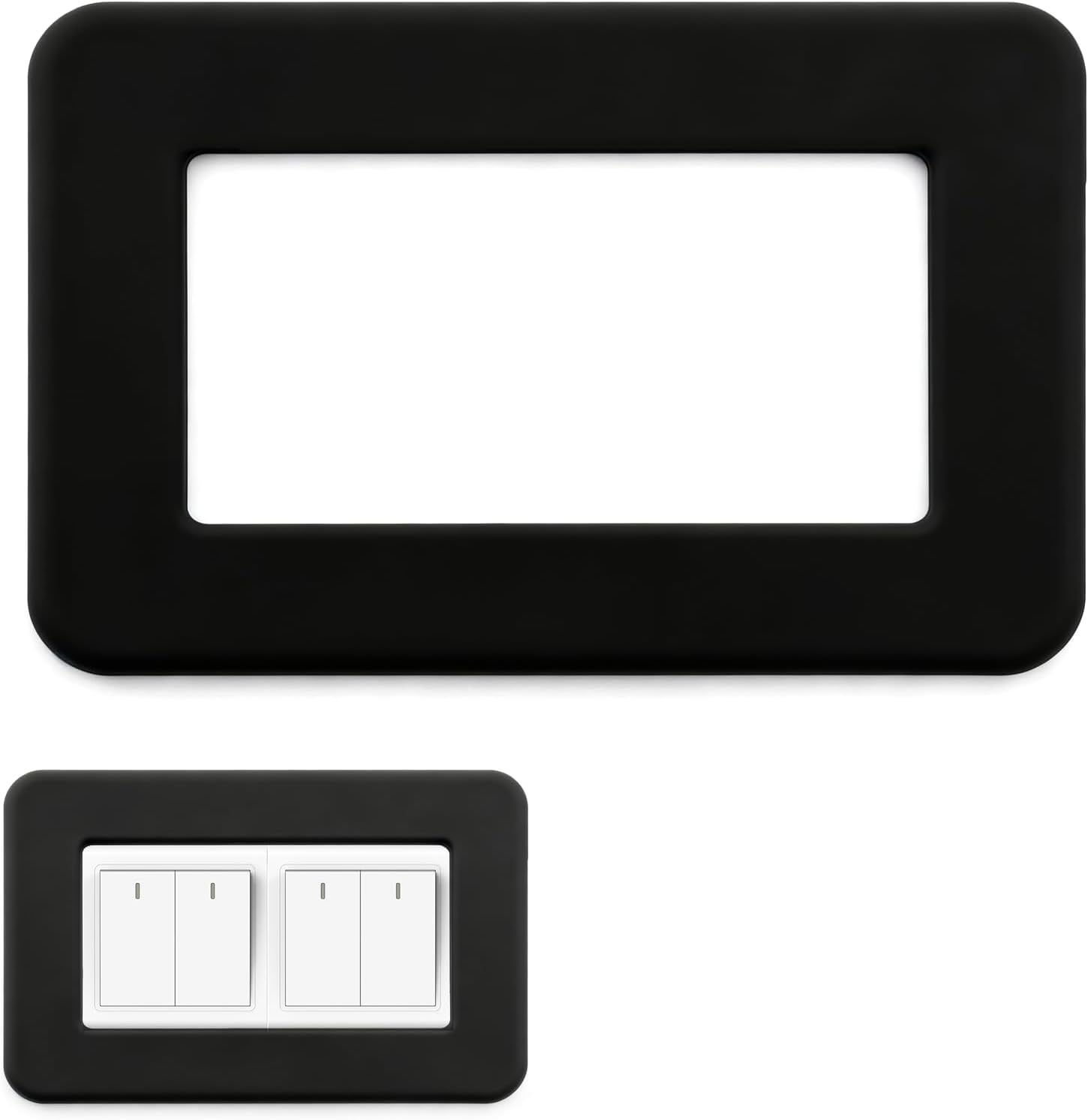 1 Pcs Light Switch Surround Black Double Socket Surround Square Shape Decorative Frame Stickers for Home Decoration