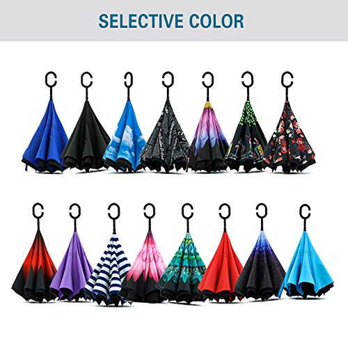 Spar. Saa Double Layer Inverted Umbrella with C-Shaped Handle, Anti-UV Waterproof Windproof Straight Umbrella for Car Rain Outdoor Use by SIEPASA - Image 9
