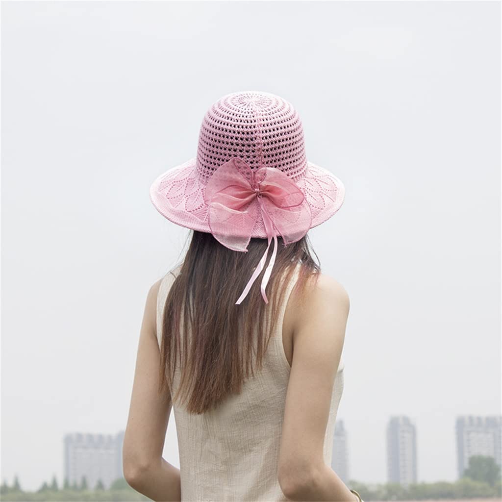 Sombrero de Paja Tejido con Lazo de Cola Larga para Mujer, Elegante y versátil (Talla única E)