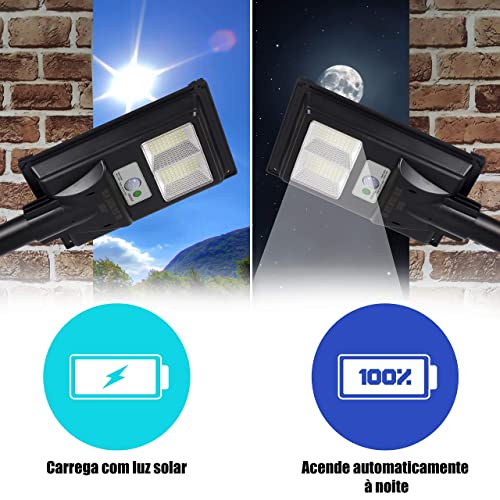Luminária Pública Solar Refletor Led 50w com Sensor De Presença e Controle Remoto Para Poste Parede