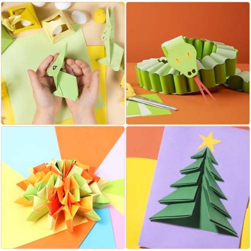 Opret Origami Paper Large, 100 Sheets 9.8x9.8 inch 25x25 cm Origami Paper 50 Vivid Colors Single Sided for Arts and Crafts Projects - Thumbnail 5