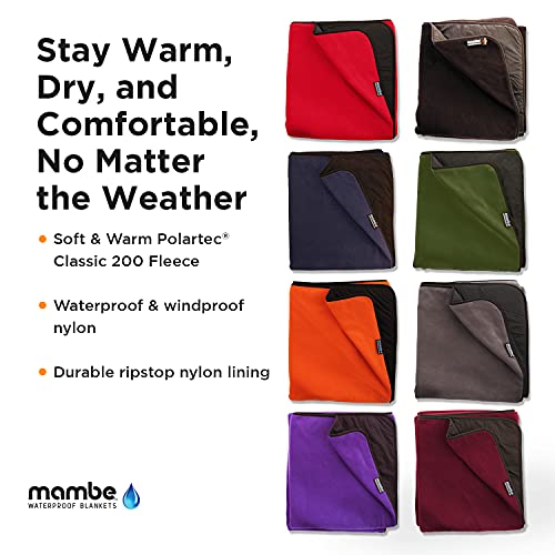 Mambe Large Essential Outdoor Blanket Black - 100% Waterproof And Windproof - Machine Washable Fleece And Nylon Throw For Outdoor Activities Like Picnics, Camping, Beach #TOP2