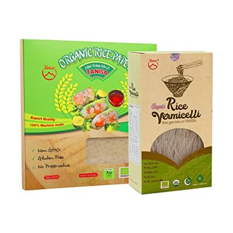 TANISA Organic Combo including Rice Paper Wrapper (7.05 oz) - Rice Vermicelli Noodles (7 oz) Cover