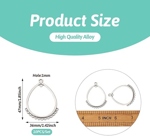 Miniatura 10 de Mega Pet 16 piezas de aleación de turquesa componentes de araña estilo tibetano ovalado plano redondo con conector de piedra, dijes de enlace de