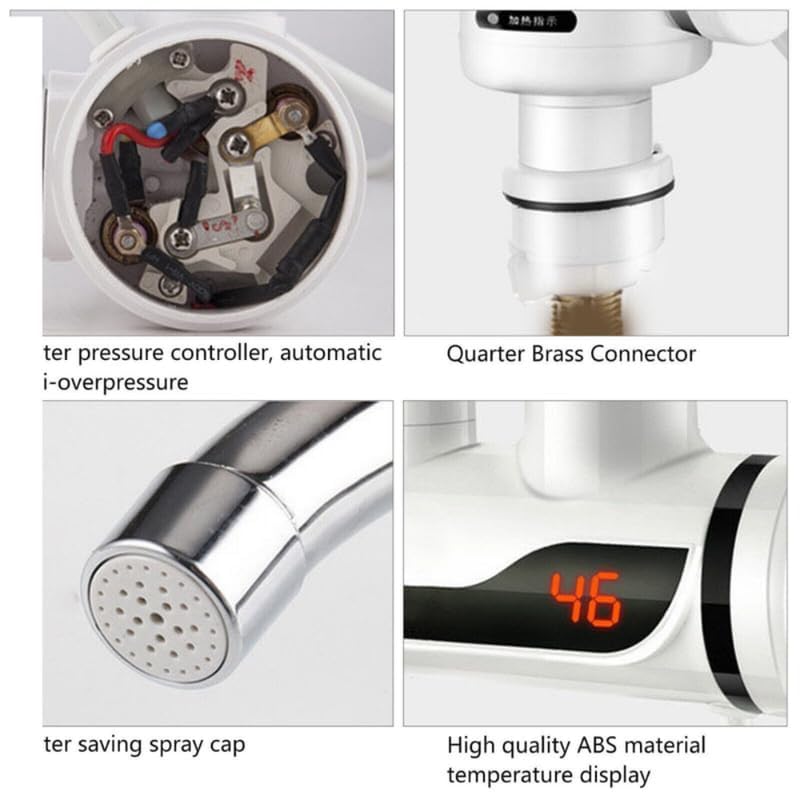 Image of Drumstone 𝟏𝟓 𝐘𝐞𝐚𝐫𝐬 𝐆𝐮𝐚𝐫𝐚𝐧𝐭𝐞𝐞 Instant hot water LED tap heater with quick heating element, ABS shockproof electric tap for home and commercial use